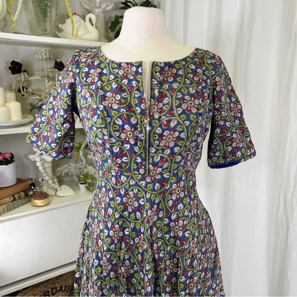Floral Hand Block Printed Cotton Handmade Dress